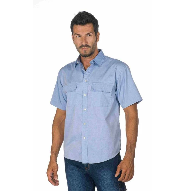 Camisa de trabajo 100% Algodón de manga corta chambray Logica 8162L