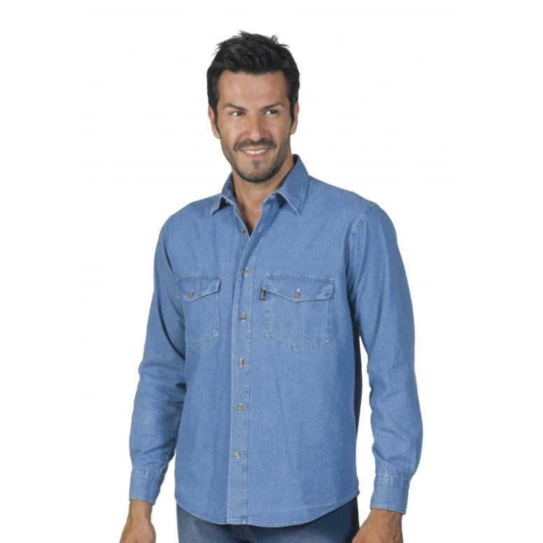 Camisa vaquera de trabajo de manga larga 100% algodón Logica 8165-L