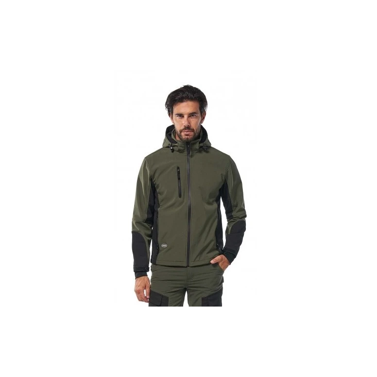 Chaqueta de trabajo Soft-Shell Capucha desmontable Multibolsillos Logica URAGAN7-L