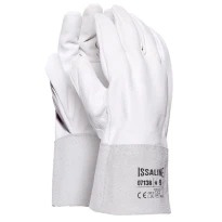 12 Pares - Guantes de trabajo en cuero flor de bovino Puño de crosta - Issa Line 07138