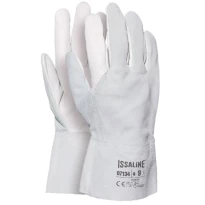 12 Pares - Guantes de trabajo en cuero flor de bovino Puño de crosta - Issa Line 07134