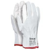 12 Pares - Guantes de trabajo en cuero flor de bovino dorso de crosta - Issa Line 07129