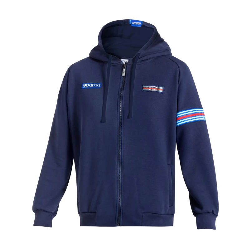 Sudadera de trabajo con cremallera completa y capucha Sparco Martini Racing Hooded Full Zip BMF0013D0