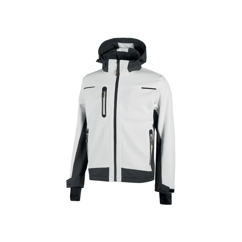 Chaqueta de trabajo Softshell multibolsillos elástica impermeable cortaviento U-Power Space White WFU187