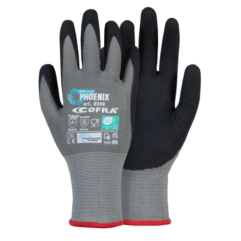 12 Piezas - Guantes de Trabajo de Nitrilo Cofra Phoenix G350