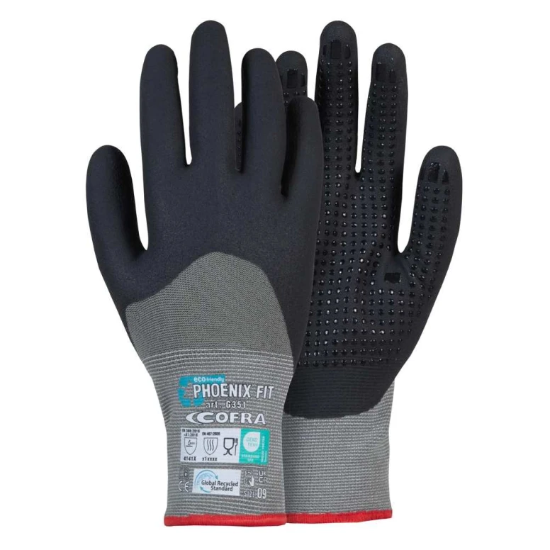 12 Piezas - Guantes de Trabajo de Nitrilo Cofra Phoenix Fit G351