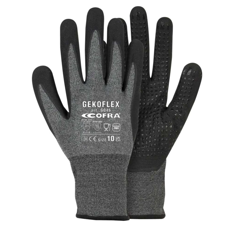 12 Piezas - Guantes de Trabajo de Nitrilo Cofra Gekoflex G046