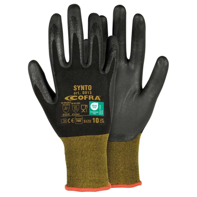 12 Piezas - Guantes de Trabajo de Nitrilo Cofra Synto G013