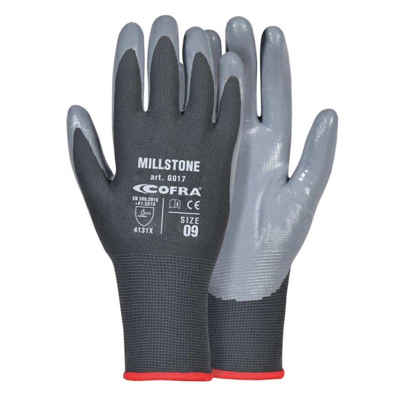 12 Piezas - Guantes de Trabajo de Nitrilo Cofra Millstone G017