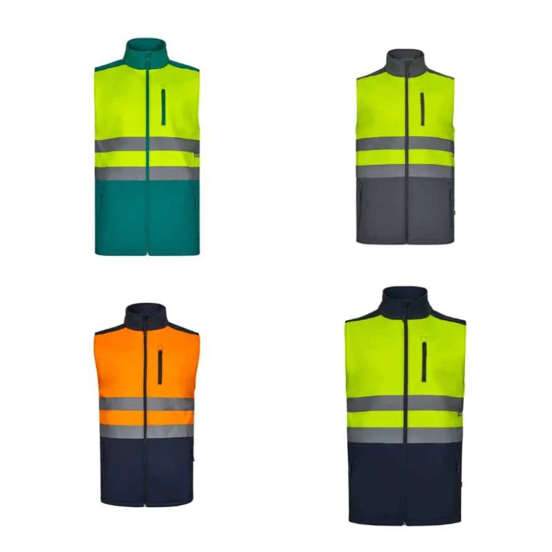 Chaleco de trabajo alta visibilidad Softshell stretch bicolor multibolsillos Velilla 305906