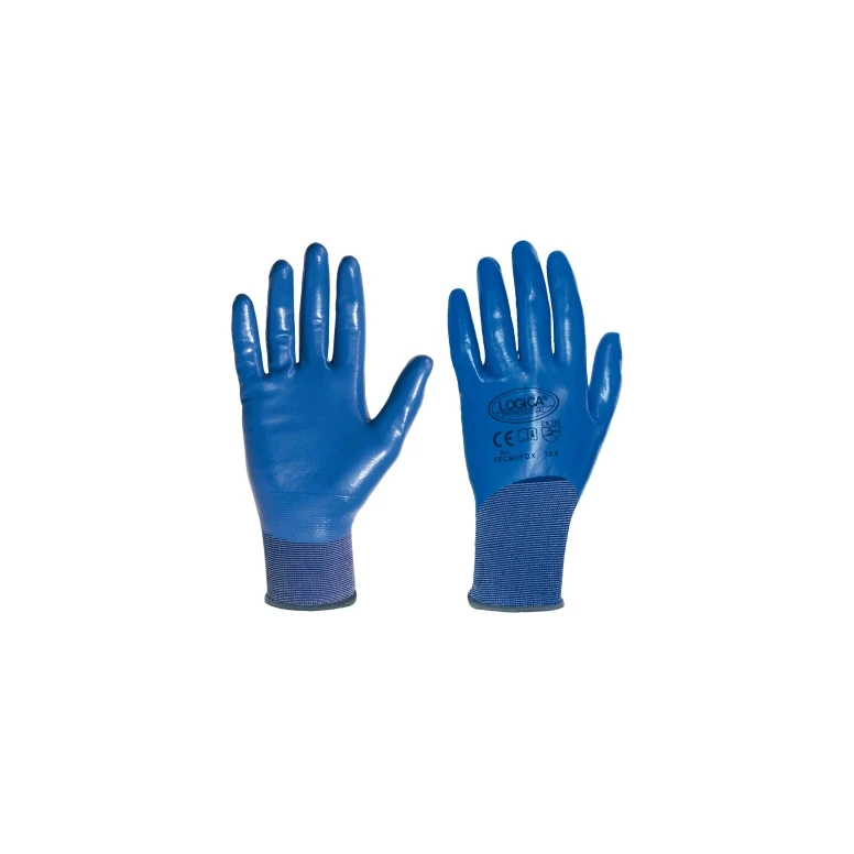 12 Pares - Guantes de trabajo recubiertos de nitrilo Logica TECNOFOX