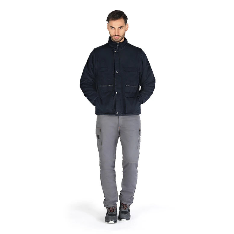 Chaqueta de trabajo multibolsillos con mangas desmontables con cremallera invierno 279BN
