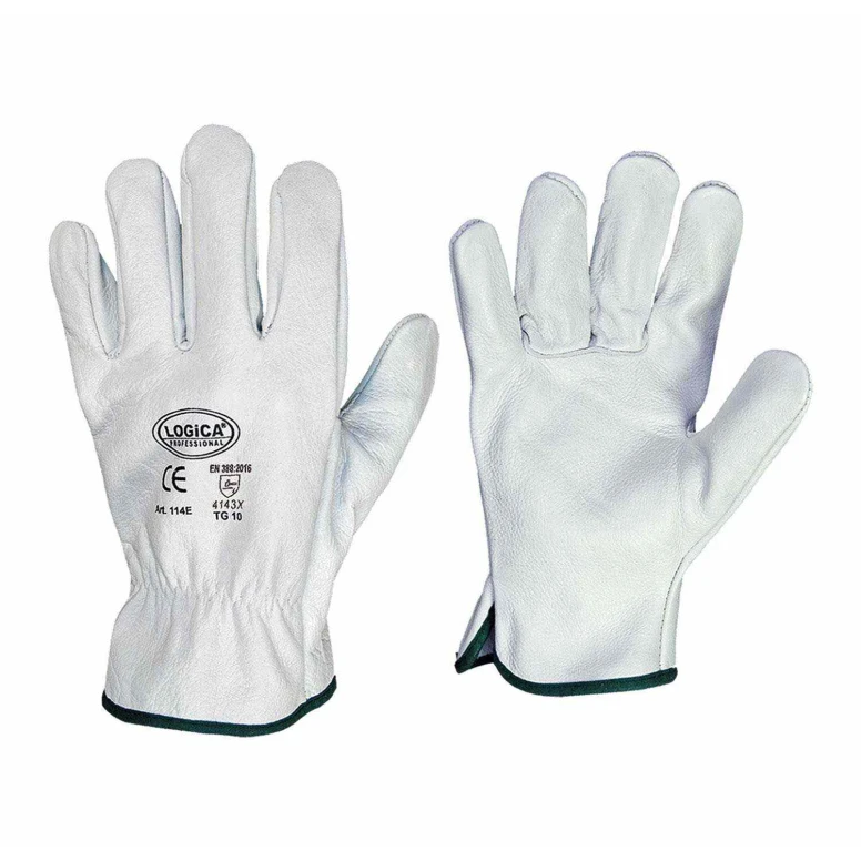 10 Pares - Guantes de trabajo en piel flor Logica 114E