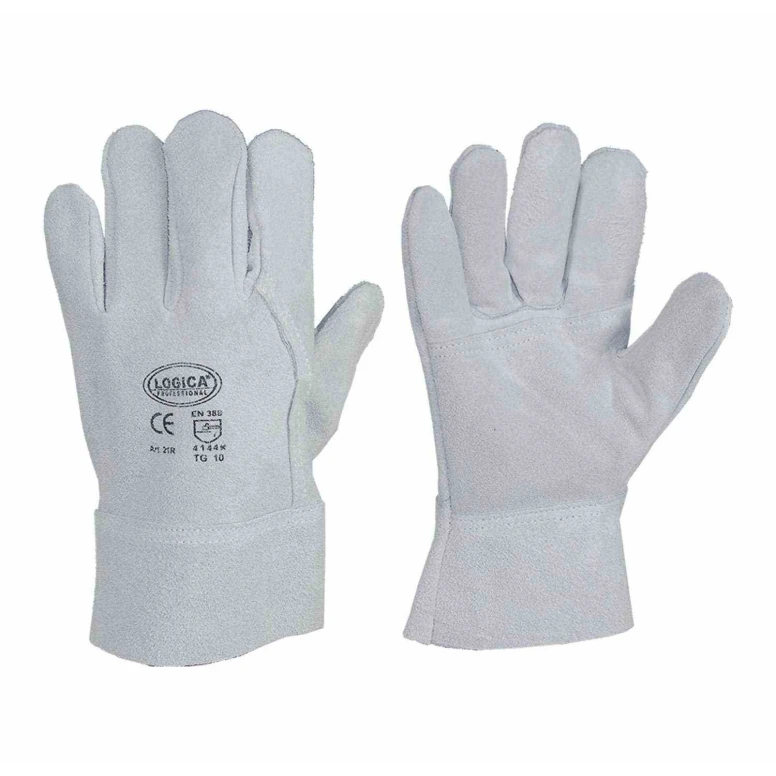 10 Pares - Guantes de Trabajo de Cuero Serraje Logica 21R