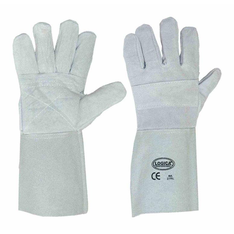 10 Pares - Guantes de Trabajo de Cuero Serraje Logica 27RL