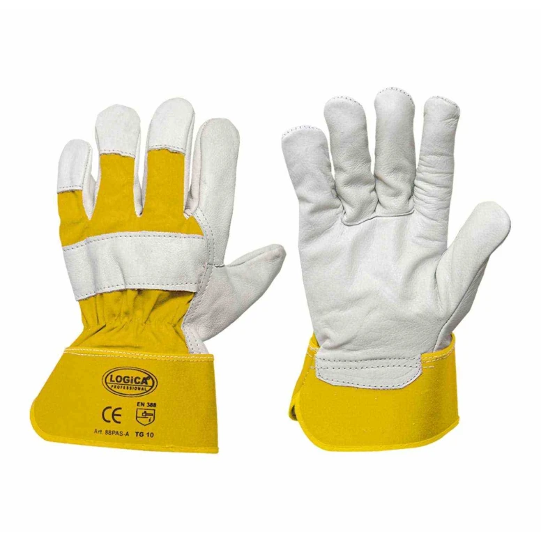 10 Pares - Guantes de Trabajo de Cuero Flor Logica 88PAS/A