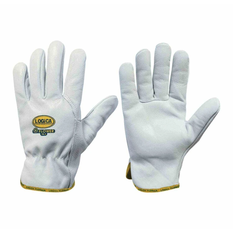 10 Pares - Guantes de Trabajo de Cuero Flor Logica FLOWER