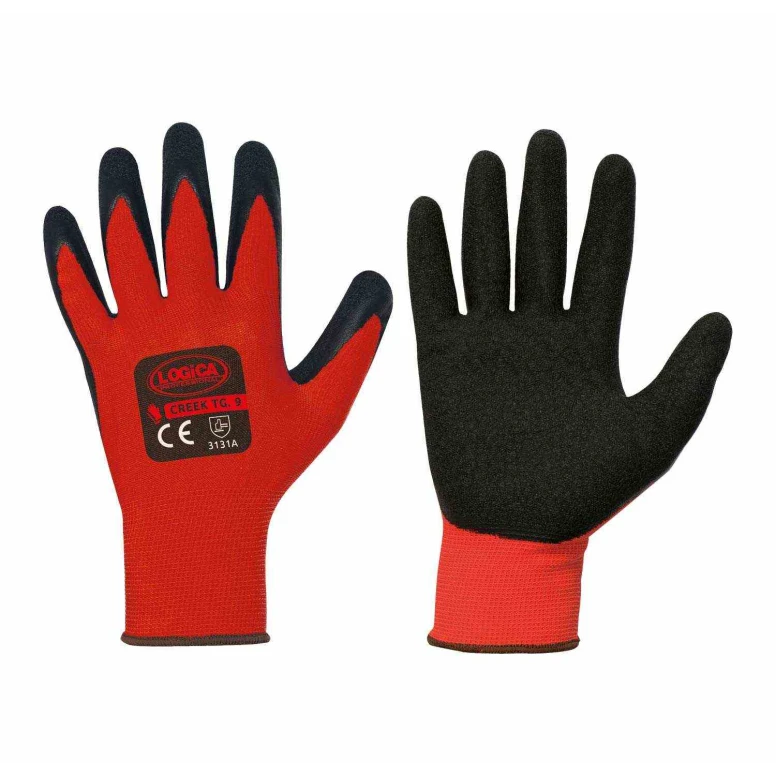 12 Pares - Guantes de Trabajo Recubiertos en Látex Logica CREEK/2