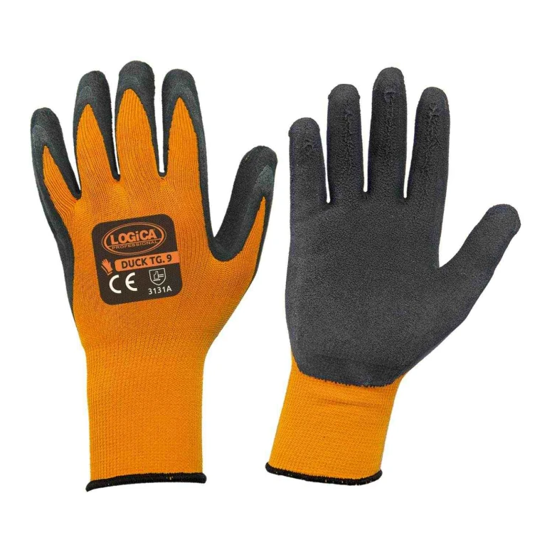 12 Pares - Guantes de Trabajo Recubiertos en Látex Logica DUCK
