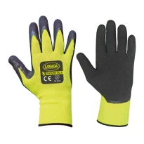 12 Pares - Guantes de Trabajo Recubiertos en Látex Alta Visibilidad Logica DUCK/HV