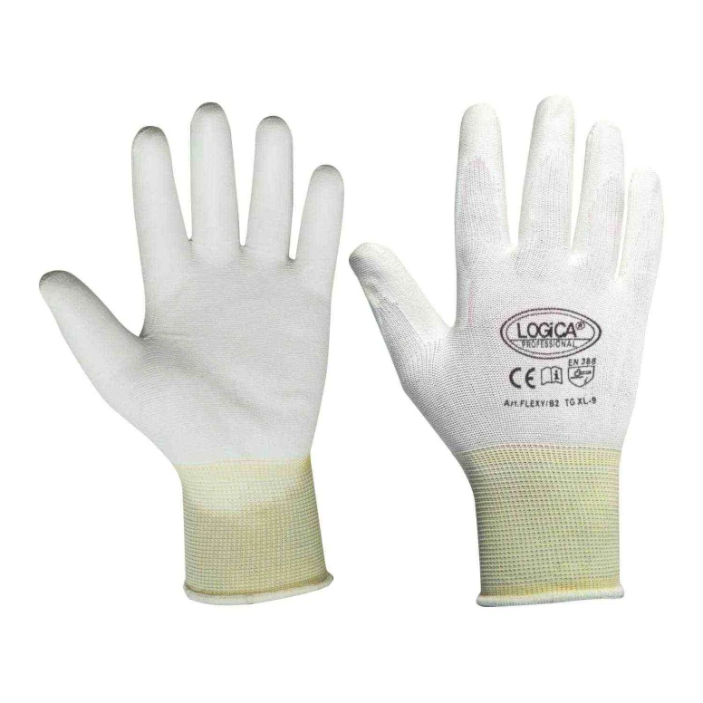 12 Pares - Guantes de Trabajo Recubiertos en Poliuretano Logica FLEXY/B2