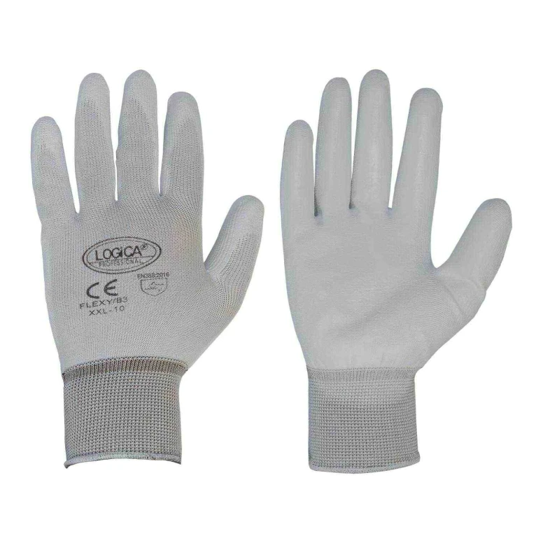 12 Pares - Guantes de Trabajo Recubiertos en Poliéster Logica FLEXY/B3