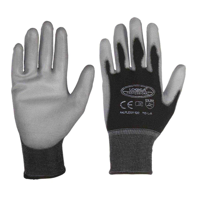 12 Pares - Guantes de Trabajo Recubiertos en Poliéster Logica FLEXY/G2