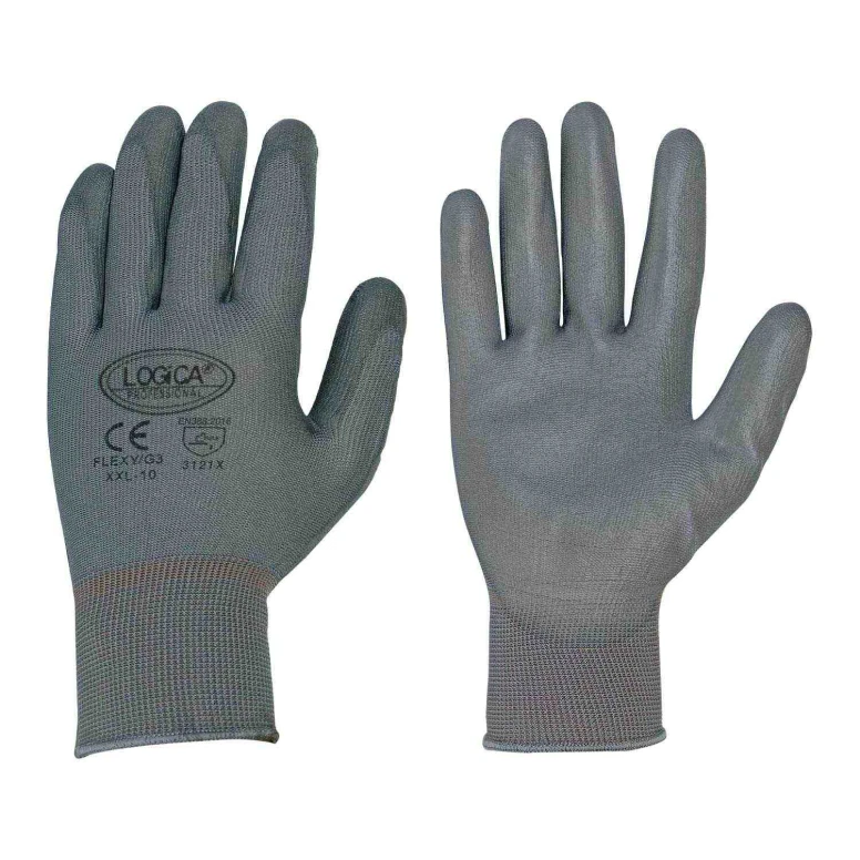 12 Pares - Guantes de Trabajo Recubiertos en Poliuretano Logica FLEXY/G3