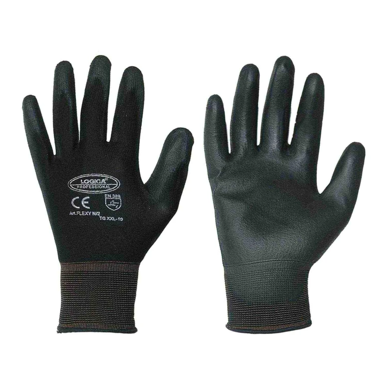 12 Pares - Guantes de Trabajo Recubiertos en Poliuretano Logica FLEXY/N2