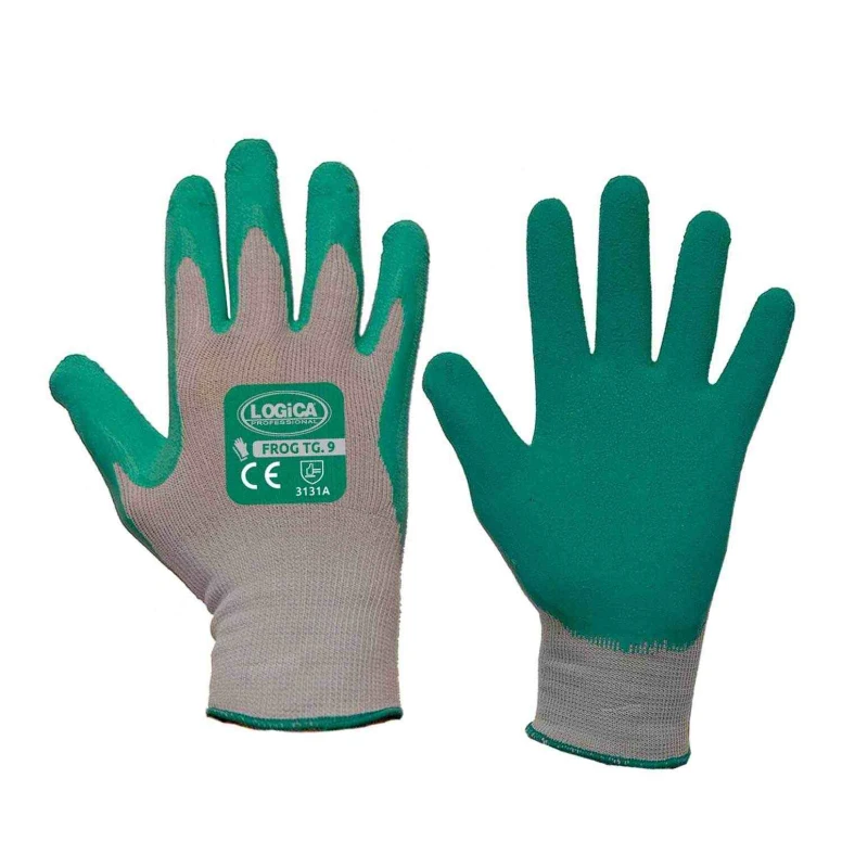 12 Pares - Guantes de trabajo recubiertos en látex Logica FROG
