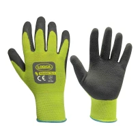 12 Pares - Guantes de trabajo recubiertos de látex alta visibilidad Logica ROADHV/2