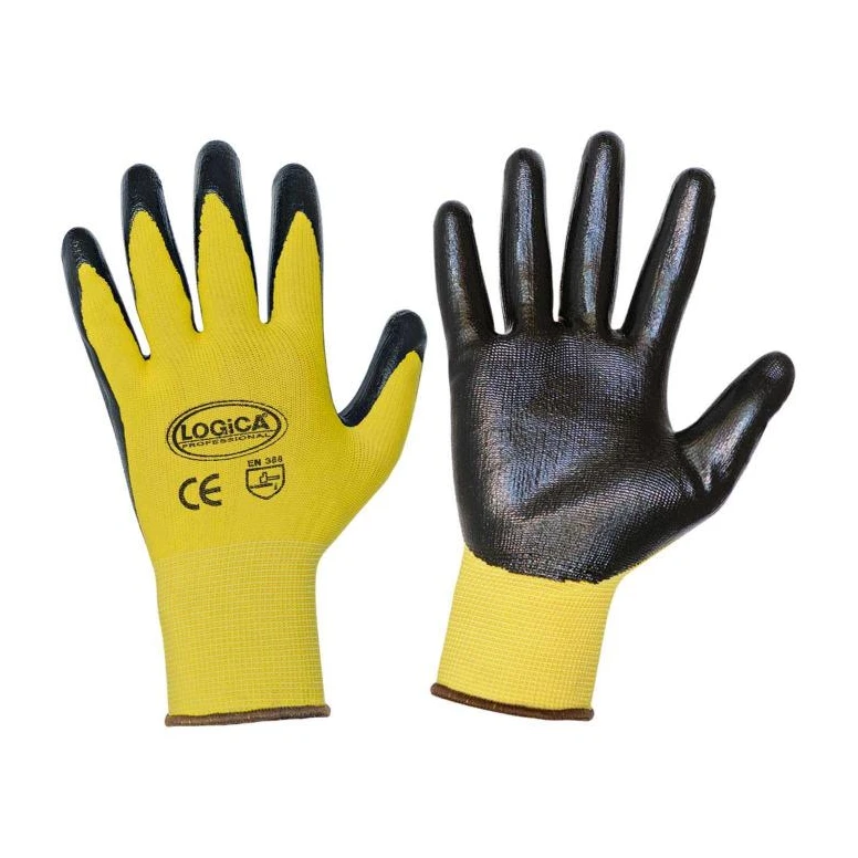 12 Pares - Guantes de trabajo recubiertos de nitrilo Logica SPARK