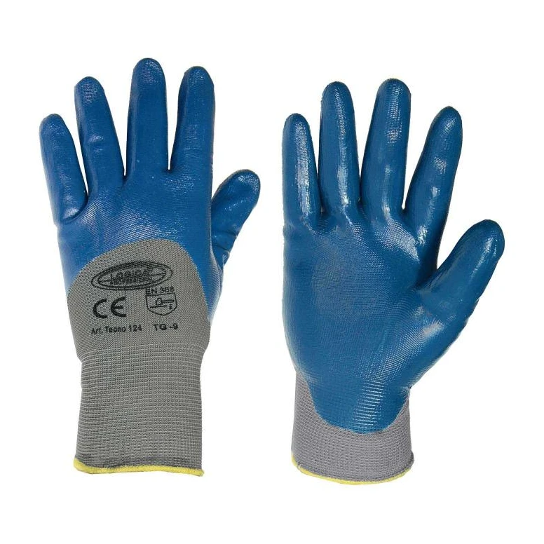 12 Pares - Guantes de trabajo recubiertos de nitrilo Logica TECNO124