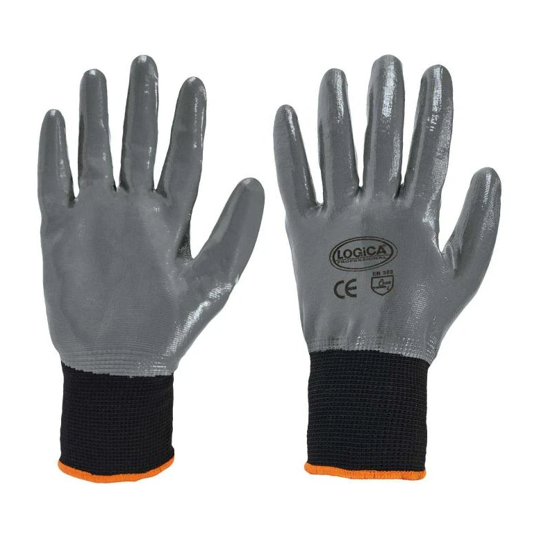 12 Pares - Guantes de trabajo recubiertos de nitrilo Logica TECNO125