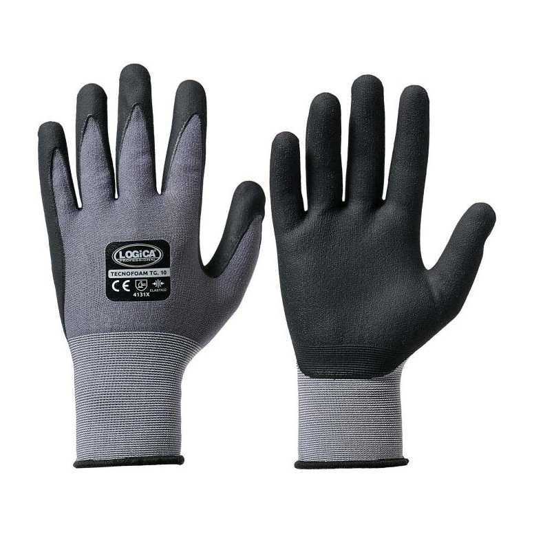 12 Pares - Guantes de trabajo recubiertos de nitrilo Logica TECNOFOAM