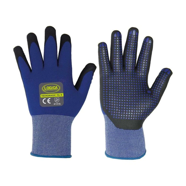 12 Pares - Guantes de trabajo recubiertos de nitrilo Logica TECNOMAGIC