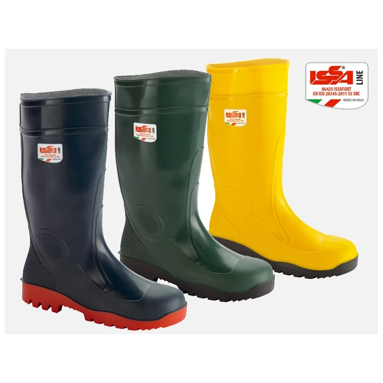 Liquidación total - Botas de seguridad de PVC ISSAFORT S5 SRC 06425 Número 44 Color Amarillo