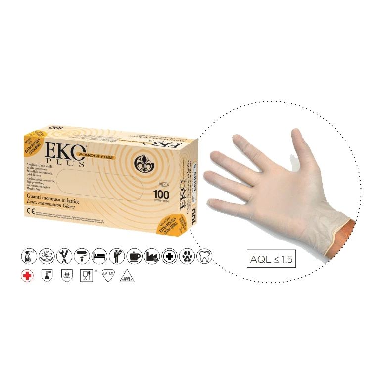 Guantes de látex desechables blancos SIN POLVO de alta calidad - 100 unidades