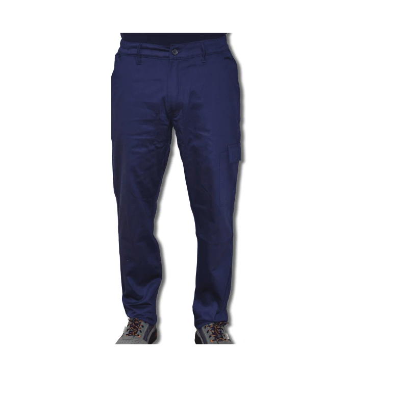 Pantalón Económico Azul Multibolsillos Algodón 100% Massaua Relleno de Franela Invierno