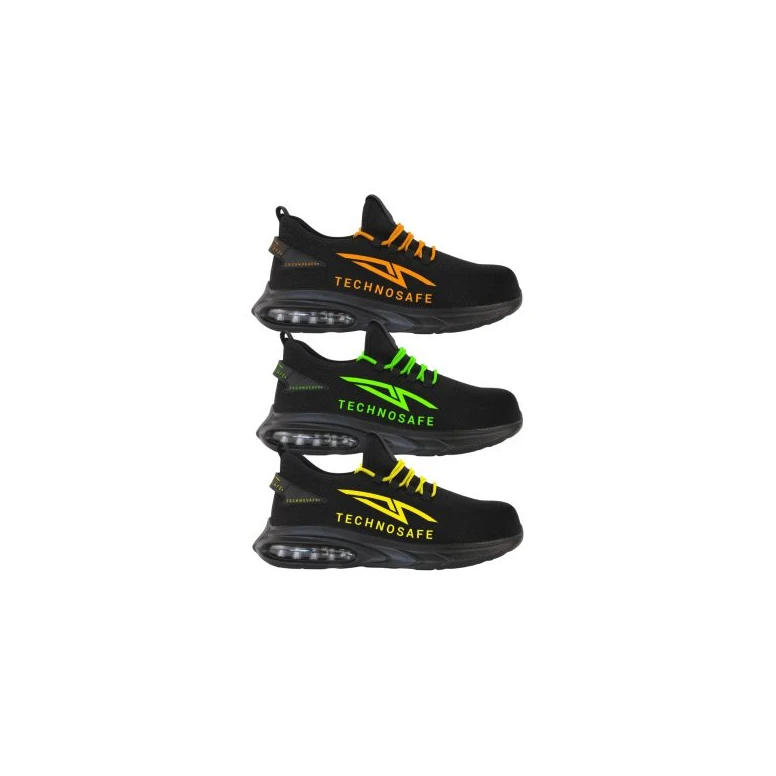 Zapatos de seguridad bajos sin metal Technosafe Neon Dark Mode S1PL FO SR ESD