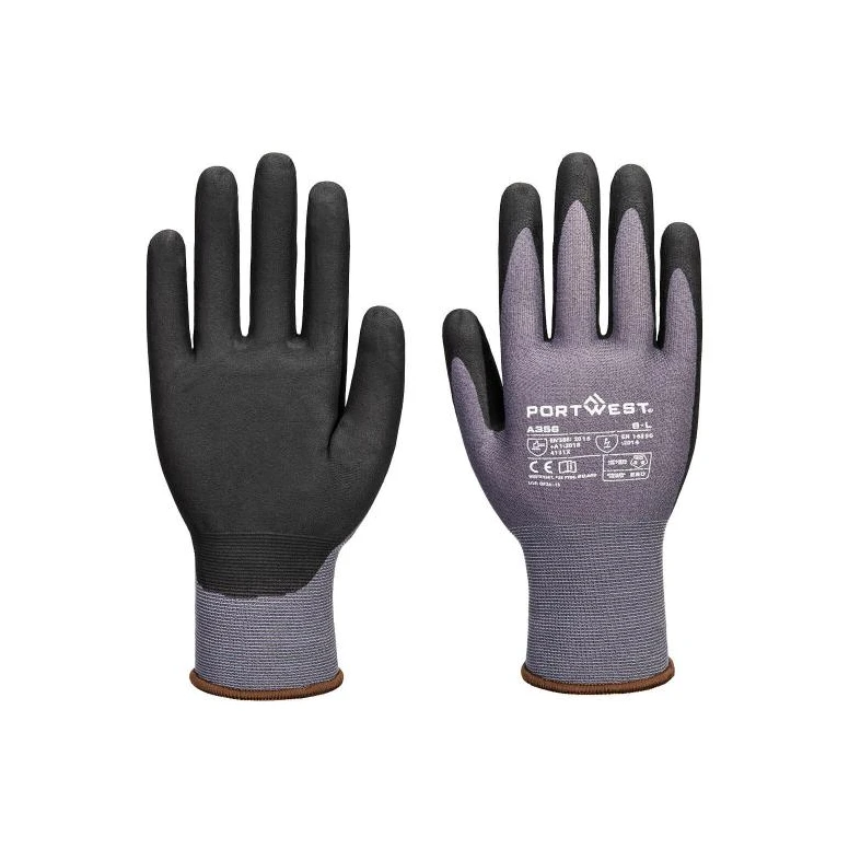 12 Unidades - Guantes de Trabajo Recubiertos en Nitrilo Stretch Portwest Essential A356