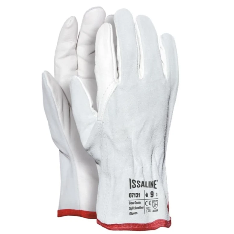 12 Pares - Guantes de trabajo en cuero flor/crosta - Issa Line 17131