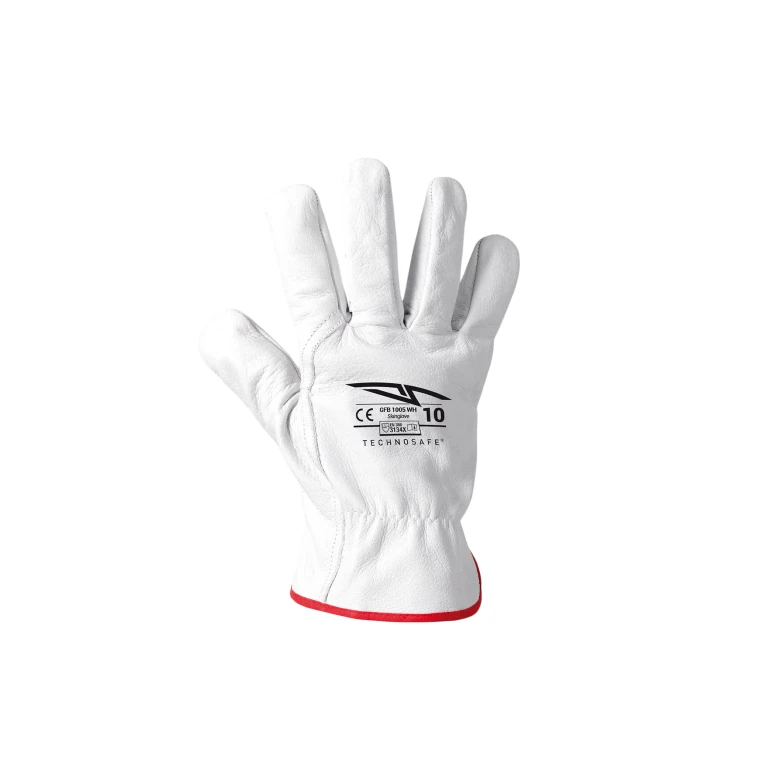 12 Unidades – Guantes de trabajo de piel flor Technosafe Top Quality GFB1005WH