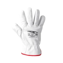 12 Unidades – Guantes de trabajo de piel flor Technosafe Top Quality GFB1005WH