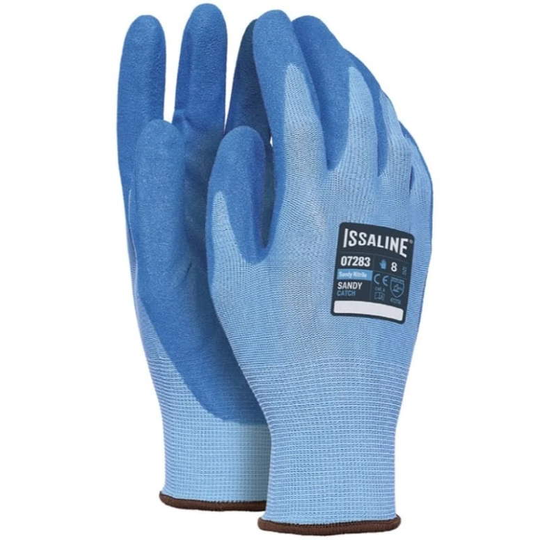 12 Pares - Guantes de trabajo Sandy Catch de espuma de nitrilo - Issa Line 07283