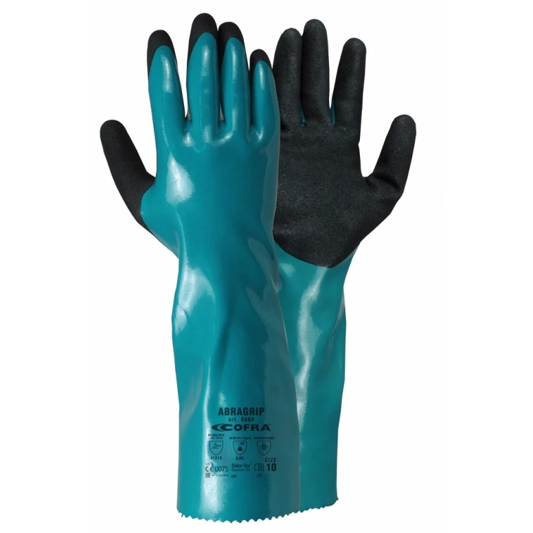 12 Pares - Guantes de Trabajo de Nitrilo Cofra Abragrip G603-D100