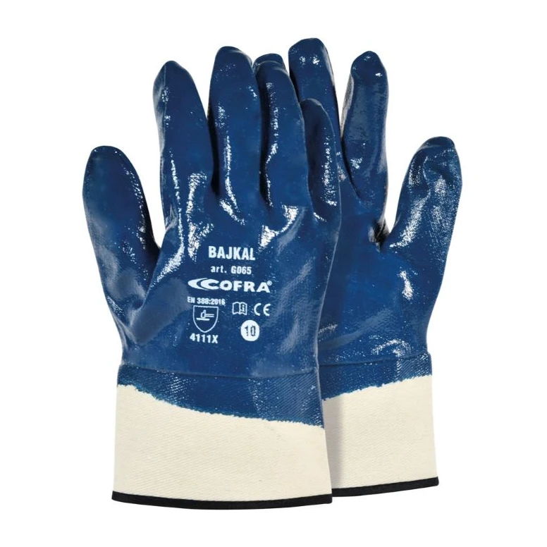 12 Pares - Guantes de Trabajo Cofra de Nitrilo Bajkal G065-DD00
