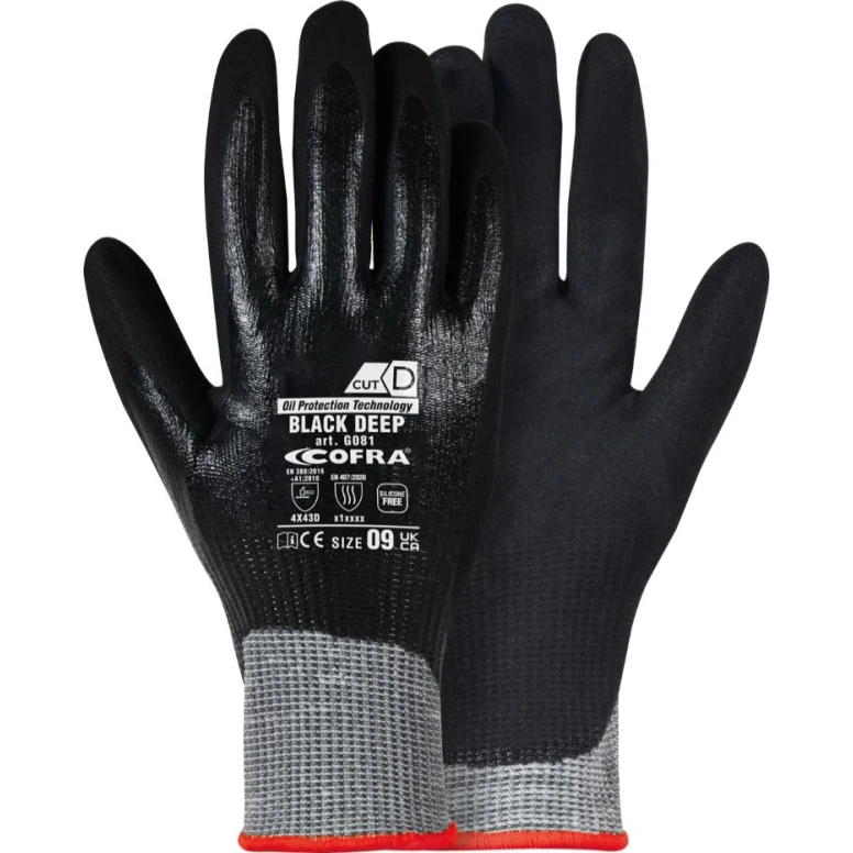 12 Pares - Guantes de Trabajo Cofra Stretch de Nitrilo Anticorte G081-D100