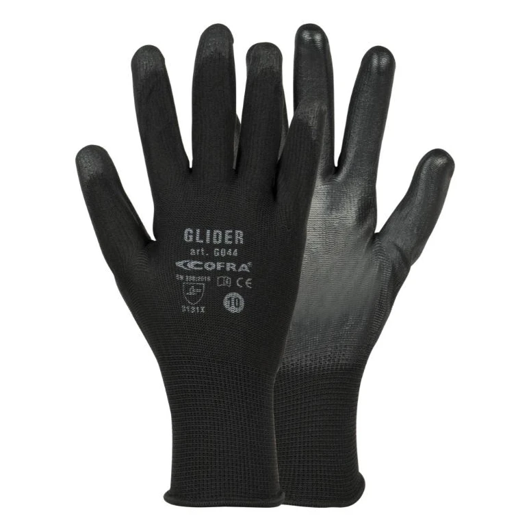 12 Pares - Guantes de Trabajo Cofra Glider Stretch de Poliuretano G044-D100