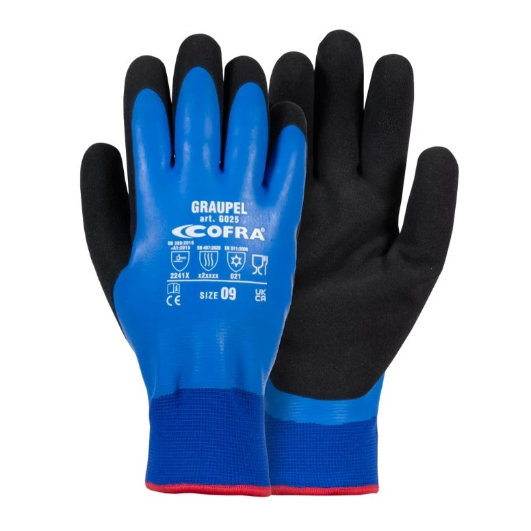 12 Pares - Guantes de Trabajo Stretch Cofra de Látex Graupel G025-D100